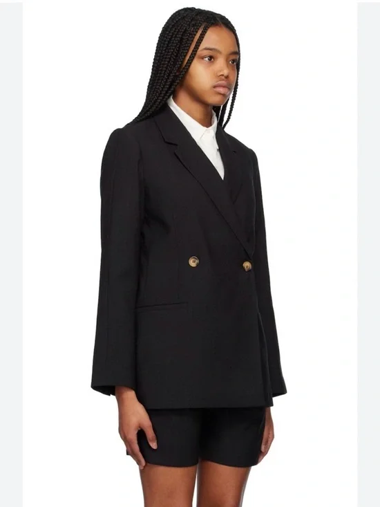 Anine Bing Black structured Double-Breasted Blazer - Picture 3 of 9